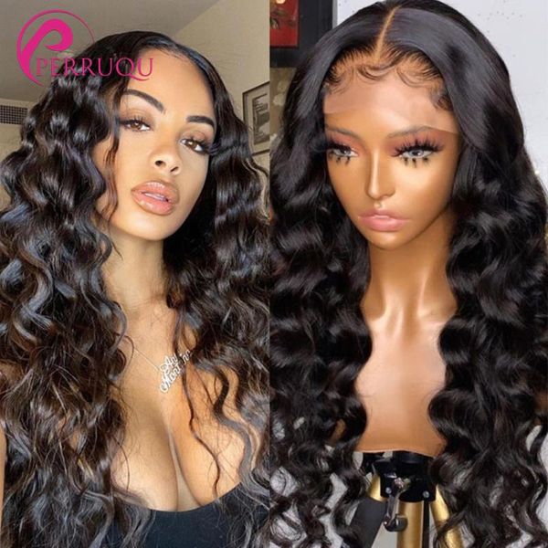 

lace wigs perruqu brazilian loose wave 13x6 hd front human hair for black women 4x4 5x5 6x6 long 40 inch remy closure wig, Black;brown