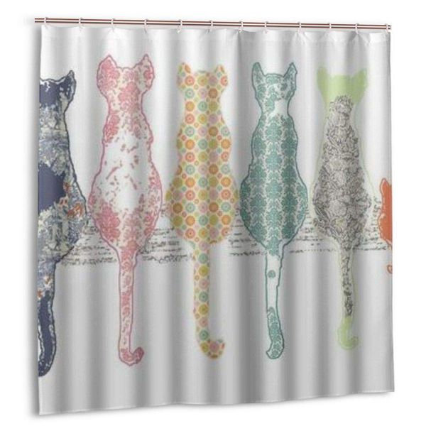 

shower curtain,colourful creative cared cats back,custom design waterproof shower curtains bathroom decor include hooks, extra