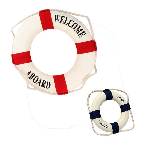 

welcome aboard foam nautical life lifebuoy ring boat wall hanging home decoration blue 50cm decorative objects & figurines