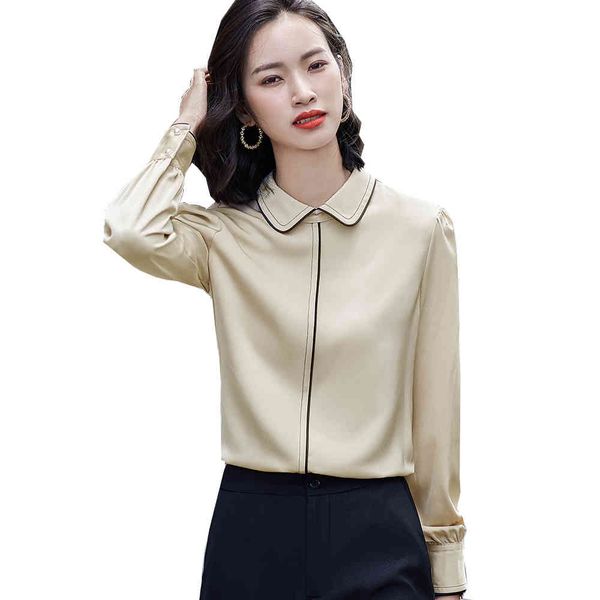 

women's blouses & shirts office ladies work wear silk blouse apricot white women classic plus size formal business shirt q