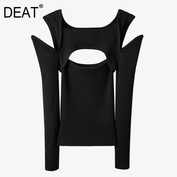

street personality women clothing twist off shoulder long sleeve knitted sweater fashion tide spring gx006 210421, White;black