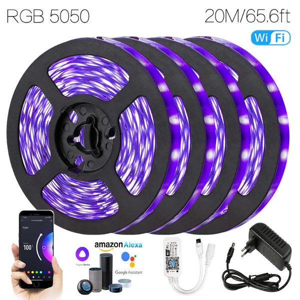 

alexa app control 65.6 ft (20m) wifi smart iuces led rgb waterproof lamp music synchronization for family birthday party strips