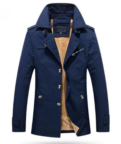 

men's trench coats autumn and winter windbreaker british wind jacket plus velvet thick large size windproof warm mountaineering sportsw, Tan;black