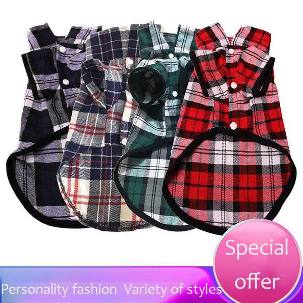 

dog apparel pet cotton shirts, comfortable clothing, handsome and good with multi-cotton casual fashion personality plaid shirt clothes