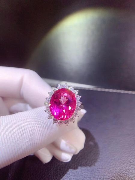 

cluster rings selling style natural pink ring 925 silver women's color beautiful luxurious atmosphere, Golden;silver