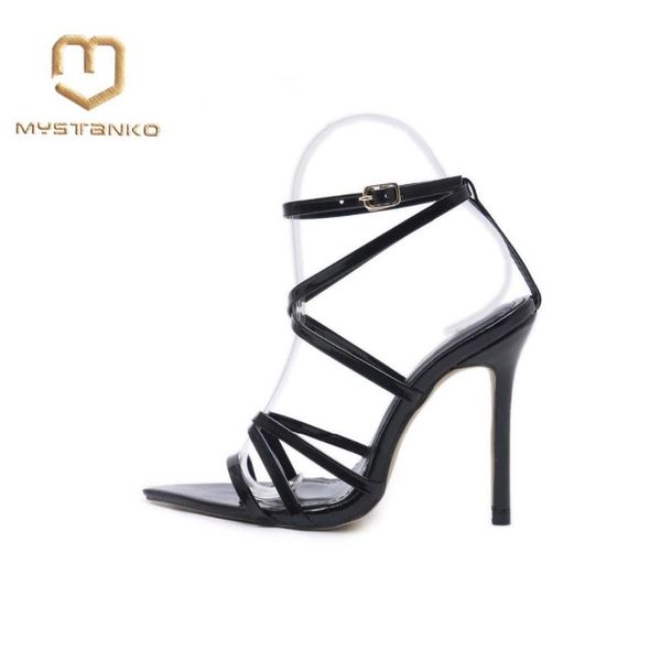 

fashion ladies sandals summer pointed fish mouth cross with stilettos large size women's shoes . lx-062, Black