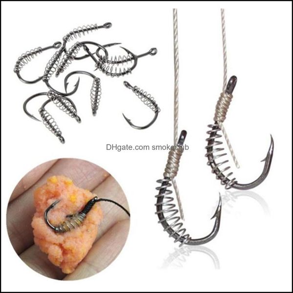 

sports & outdoors high carbon steel spring hook barbed swivel carp hooks with hole for fishing tackle aessories jig drop delivery 2021 rzeg5