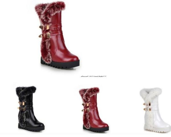 

women's boots in winter slope heel waterproof table, Black