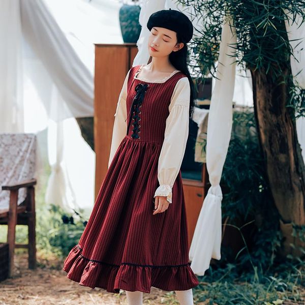 

casual dresses coigarsam office lady full sleeve women dress winter french style vintage solid square collar red dark green 5364, Black;gray