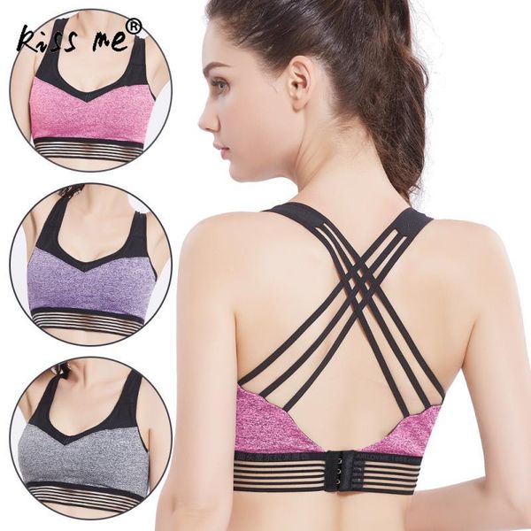 

gym clothing breathable sport bra push up active wear for women brassiere criss cross crop 2021 female yoga, White;black