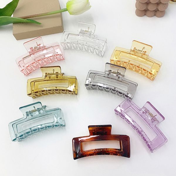 

square acrylic hairpin korean large size hair clamps clip candy color hair claw barrettes girls headwear hair accessories, Slivery;golden
