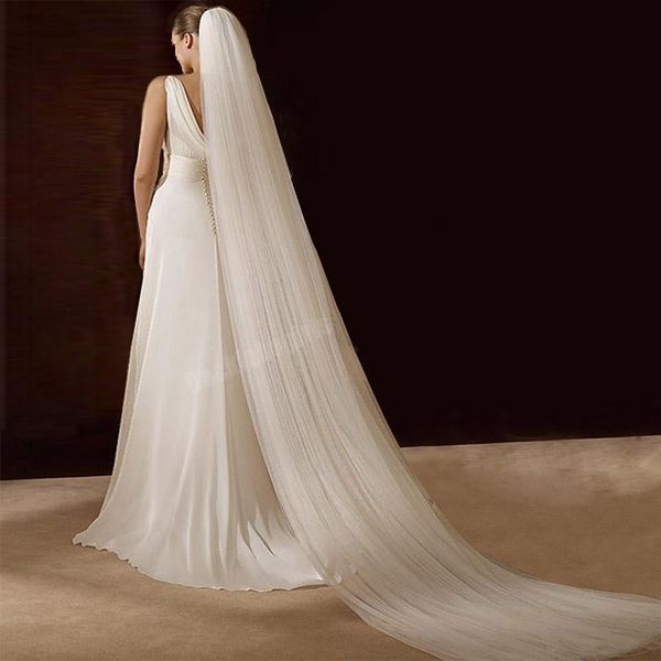 

bridal veils veil velos de novia ivory wedding brief veu noiva 3 meter two layer longo voile mariage long, Black