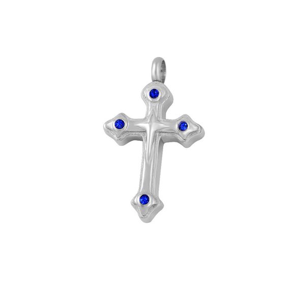 

fashionable stainless steel cross cremation urn pendant can commemorate family or pet ashes pendant necklace keepsake, Silver