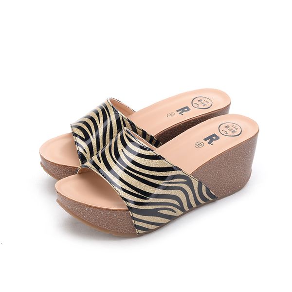 

sandals plataforma vero chinelos femininos sandlias de praia peep toe padro zebra cunhas sapatos, Black