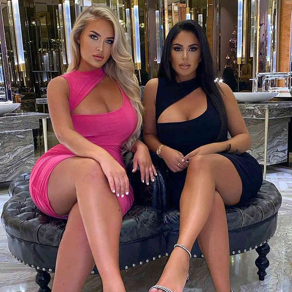 

casual dresses women bodycon mini dress black sleeveless hollow out female fashion ruched party club 2021 summer y2k 9nni, Black;gray