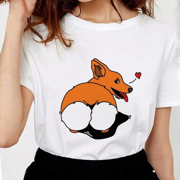 

lus los butt funny corgi mens printed men soft cotton cute graphic tees female white, White;black