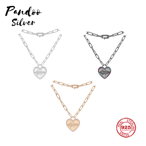 

cralayshe fashion charm 1:1 original copy, heart beat necklace love pendant lover jewelry couple gift with logo chains, Silver