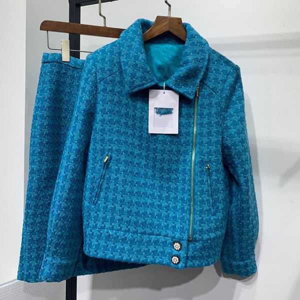 

two piece dress chic women's 100% silk lining tweed jackets+skirts 2021 spring wool coat skirt suit b503, White