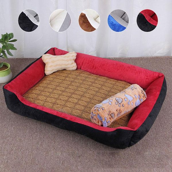 

autumn rattan mats pet nests bone toys blanket dog beds for medium dogs bed with pillow soft breathable whole washable non-slip kennels & pe
