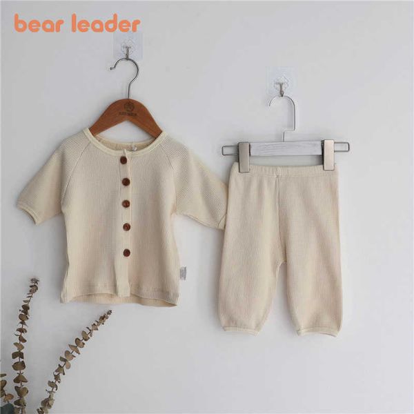 

bear leader baby boys girls casual outfits 2pcs fashion born solid color clothes sets infant summer korean style cute clothes 210708, White