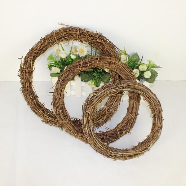 

decorative flowers & wreaths 1pc rattan wreath ring artificial garland dried flower frame home decor diy wicker floral wedding christmas