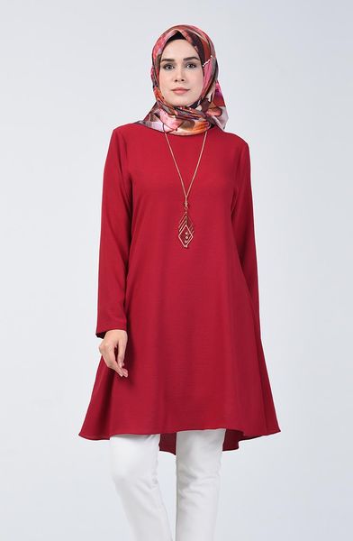 

women's blouses & shirts minahill plain tunic with necklace cherry 0051-10, White