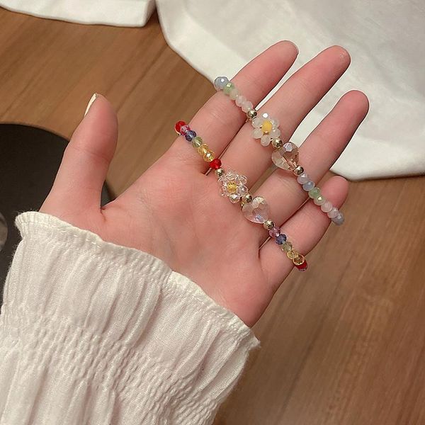 

beaded, strands flower beaded bracelet for students ie decorative jewelry mix color classical fashion women party gift, Black