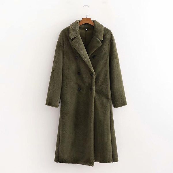 

women's wool & blends women's 2021 fall winter oversized casual faux fur effect double breasted coat jacket for ladies fashion all, Black