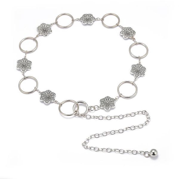 

belts fashion women's belt women waist hollow out flower creative chic alloy skinny chain dress for, Black;brown