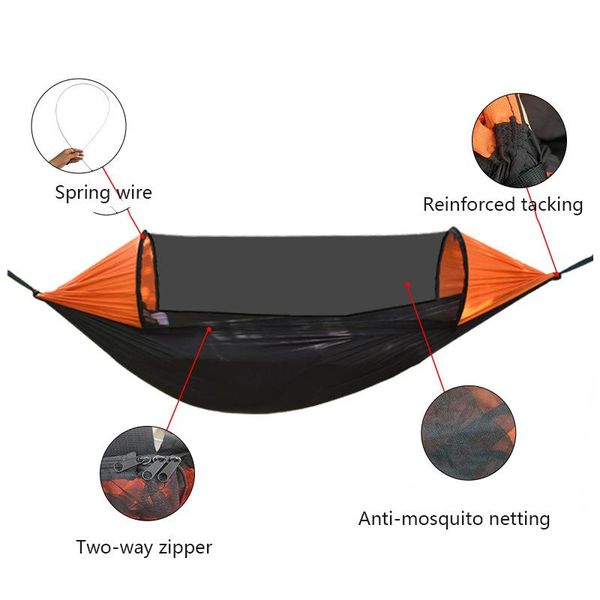 

camp furniture 210t nylon anti-mosquito parachute cloth hammock outdoor camping with mosquito net swing tent sleeping bag