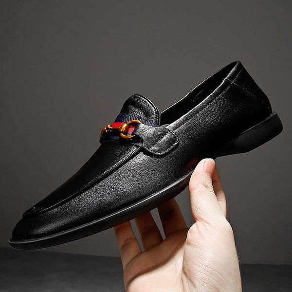 

summer men's shoes popular leather formal casual headwear business men, Black