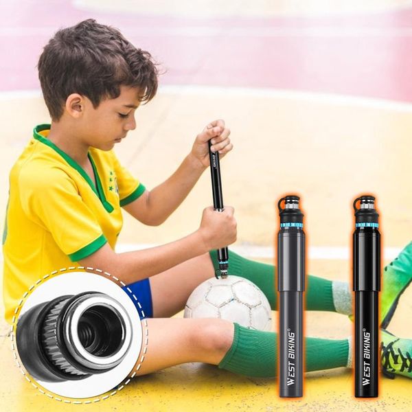 

bike pumps air pump aluminum alloy mini portable hand bicycle tire basketball inflator american french mouth universal