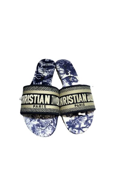 

slippers high version d family slippers for women's wear 2021 new summer versatile flat bottomed slippers embroidered letter sandals zl, Black