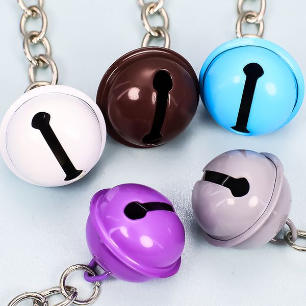 

3 pieces cute children gift keychain 22mm multicolor small bell decorative articles pendant lady bbag key chain accessories, Slivery;golden