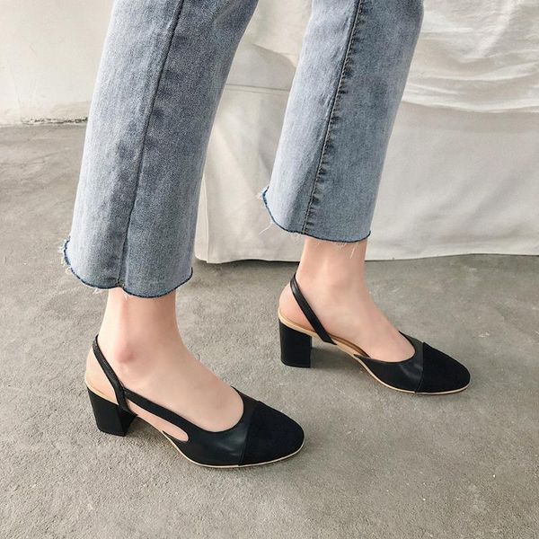 

women sandals shoes woman fashion spring summer mixed colors ladies square toe high heel elegant female, Black