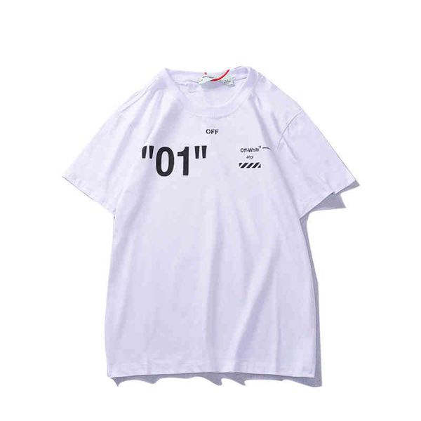 

off number 01 letter print short sleeve t-shirt, White;black