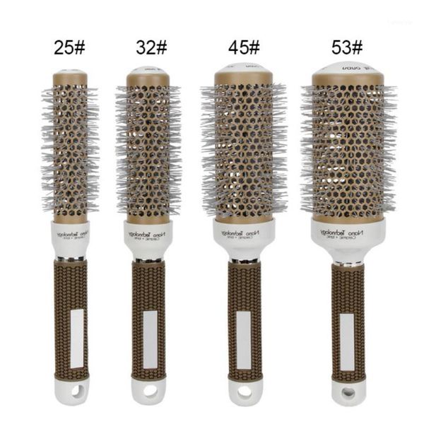 

professional salon hair styling temperature color change ceramic iron radial round hairdressing barrel curler brushes styling1, Silver