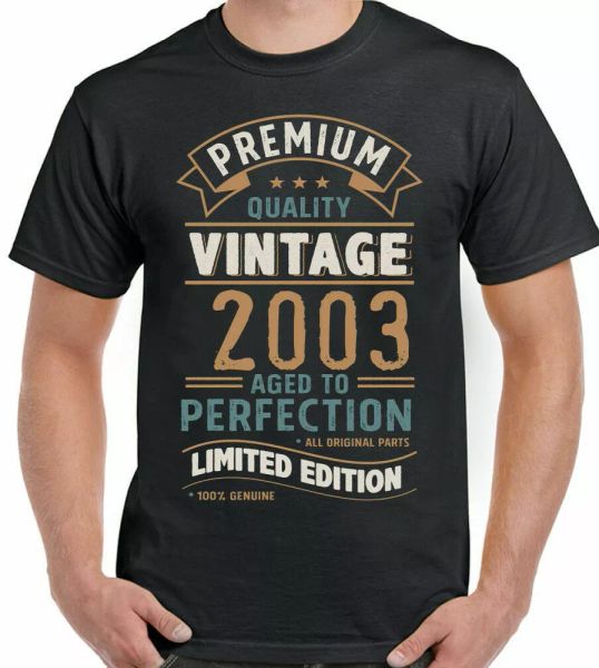 

18th birthday 2003 mens funny 18 year old vintage year limited edition, White;black