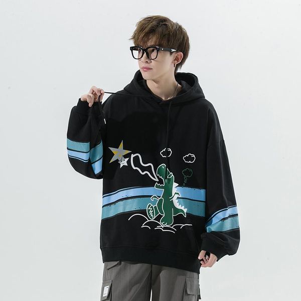 

men's hoodies & sweatshirts autumn oversized mens hooded teenagers streetwear graphic pullovers male clothes fashion boys couple haraju, Black