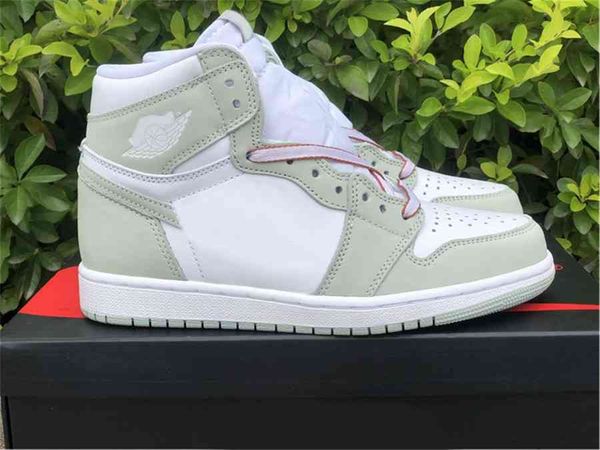 

2021 authentic 1 high og wmns seafoam outdoor shoes men women healing orange-white real leather sneakers sports with original box us5-13