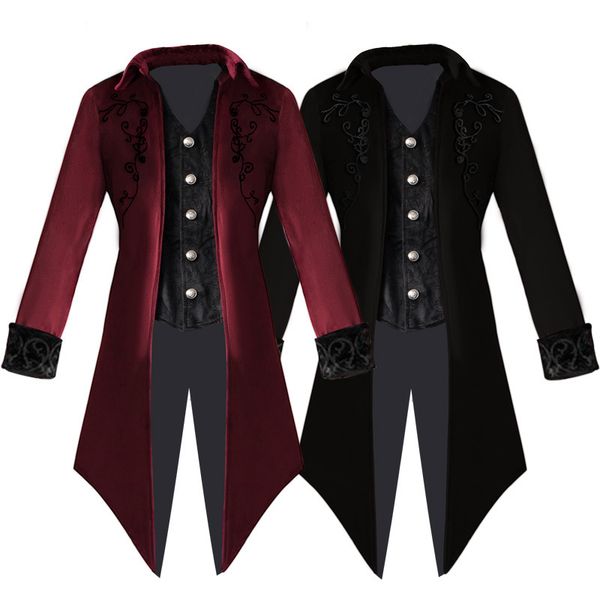 

Fashion Trench Coat 2021 Tuxedo Medieval Mid Length Punk Men's, 19 tuxedos black