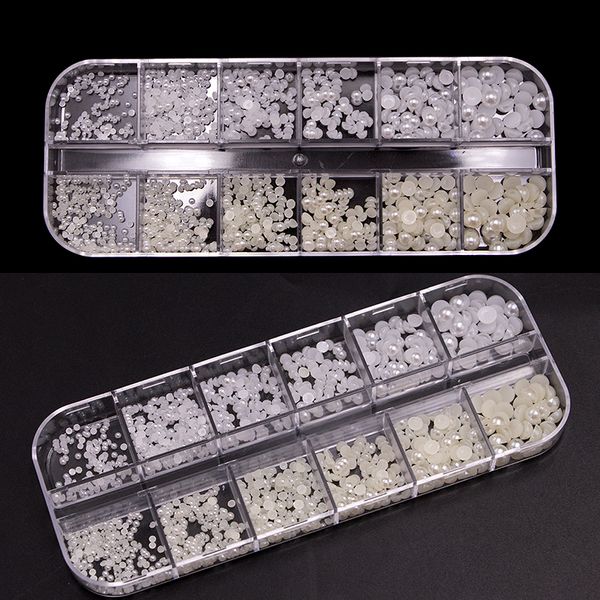 12grid Nail art decorazioni perle perlenti di strass acrilici per consigli per le unghie Design Design Manicure Tool Accessori Pacchetto Nar019 Nar019