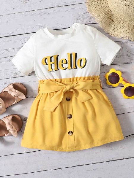 

baby color block 2 in 1 dress she, Red;yellow