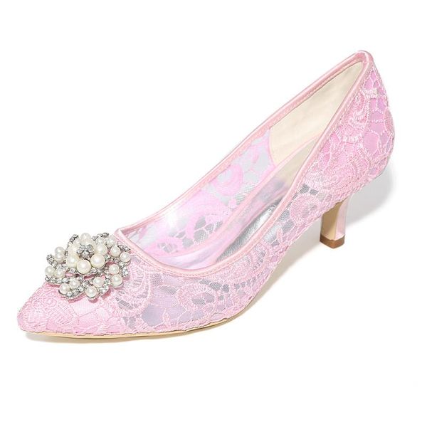 

high heels lace women wedding shoes pointed toe slip-on heeled hollow prom evening formal party dress ladies pumps, Black