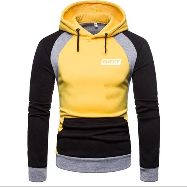 

men's jackets spring autumn comfortable slim colorblock hoodie pullover men hoyt logo print casual custom male all-match high quality, Black;brown