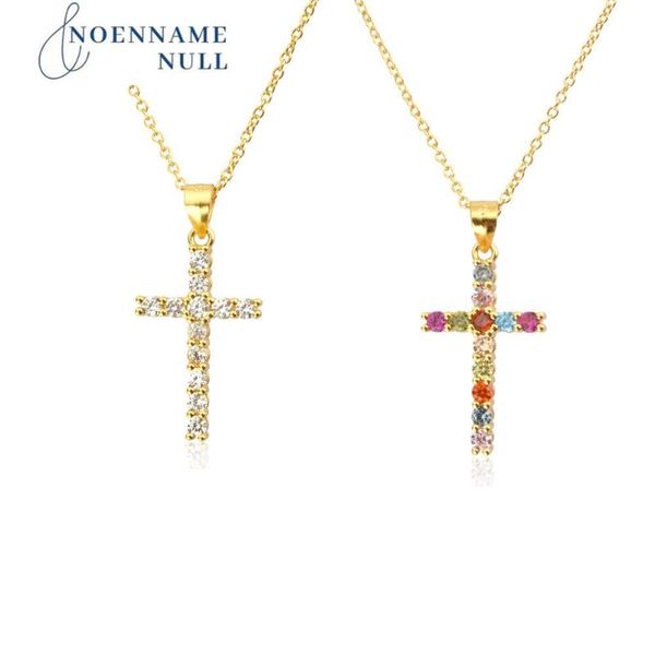 

chains 925 sterling silver gold clear zircon cross pendant necklace long chain luxury clip wedding rock punk sunmmer choker
