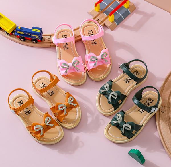 

childrens sandals summer elementary school beach shoes girls sandals soft sole bow princess shoes kids shoes gss13, Black