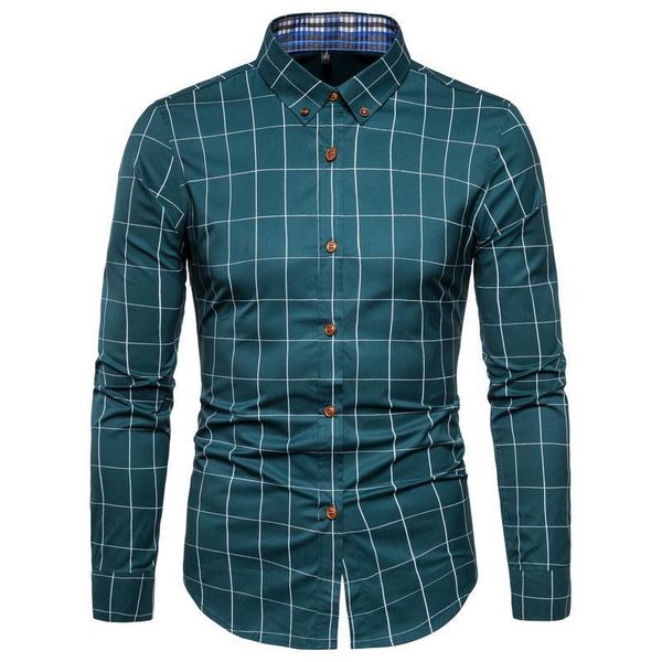 

men's casual shirts 2021 spring and autumn long-sleeved fashionable comfortable plaid, White;black