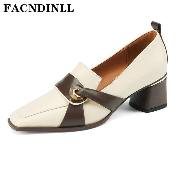 

dress shoes retro women pumps 2021 autumn genuine cow leather thick high heels square toe office ladies woman size 40, Black