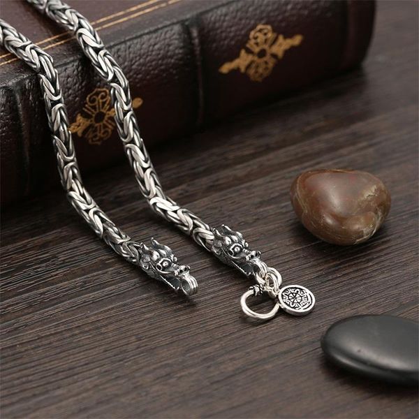 

chains 925 men's sterling silver necklace men dragon clasp heavy thick chain handmade thai jewelry